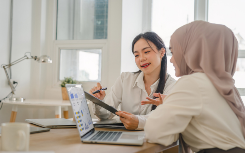 Two multi-ethnic female workers